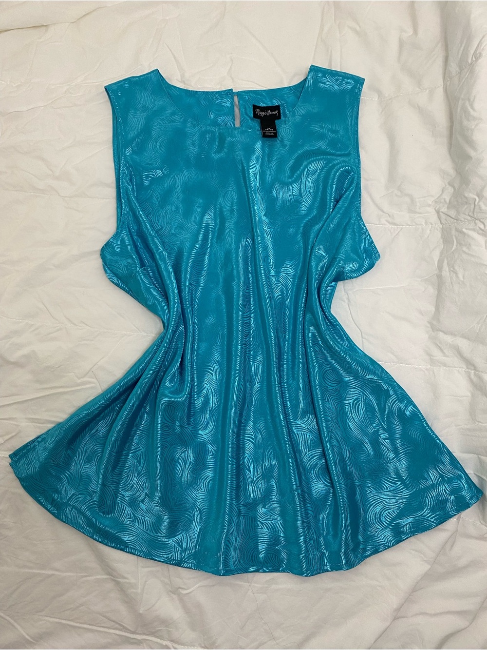 Maggie Barnes Teal Satin Tank Top size 3X